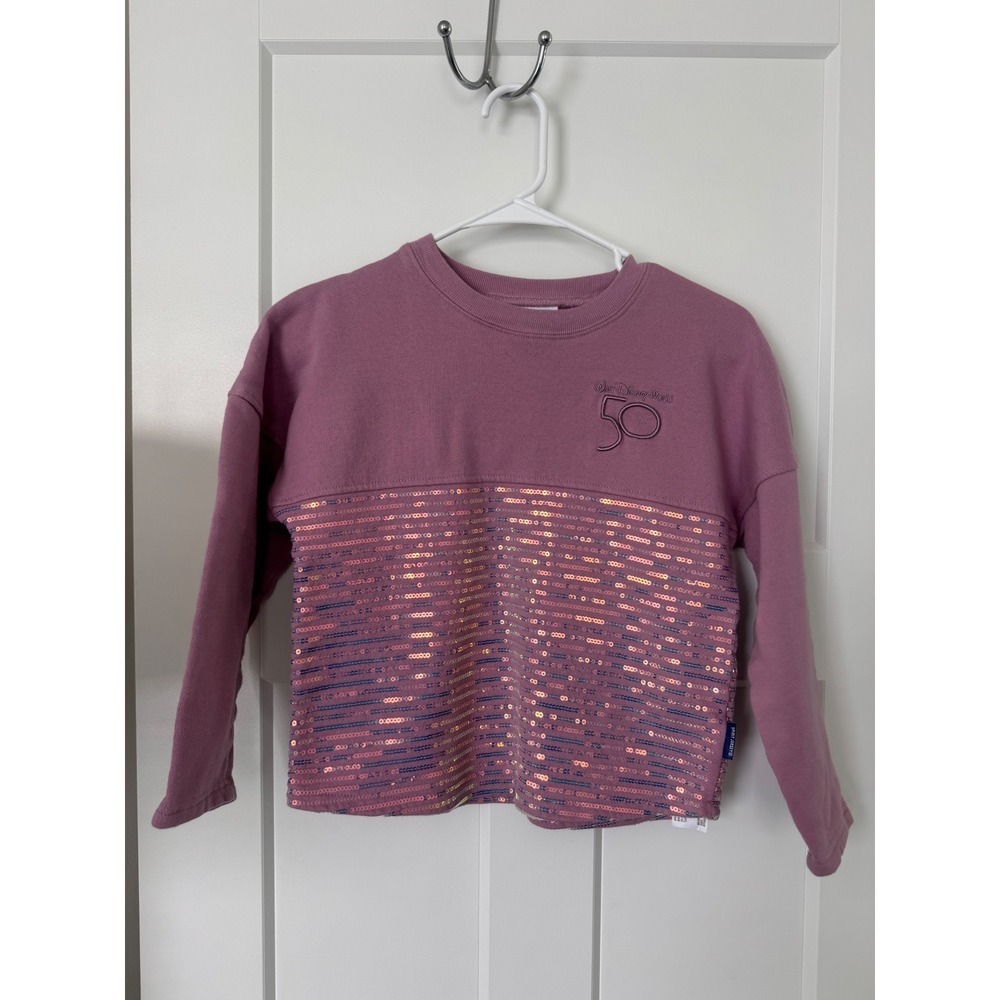 Disney Walt World 50th Anniversary Sequins Spirit Jersey Kids Large Purple